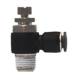 20728C Meter - In 90 deg Flow Control Valve, 1/4 x 1/4 in Nominal, Push - In x MIP Connection - GetHydraulics.com