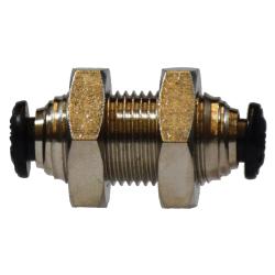 20731N Bulkhead Straight Union Connector, 3 mm Push - In x 3 mm Push - In, Brass, Nickel - Plated - GetHydraulics.com