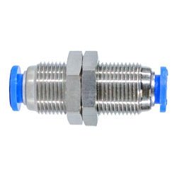 20735C Push - to - Connect Bulkhead Union, 8 mm Push - to - Connect x 8 mm Push - to - Connect, Composite - GetHydraulics.com