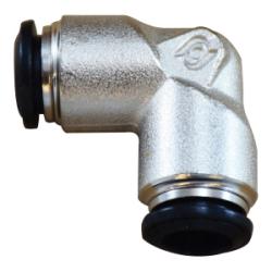 20738N 90 deg Union Elbow, 3 mm Push - In x 3 mm Push - In, Brass, Nickel - Plated - GetHydraulics.com