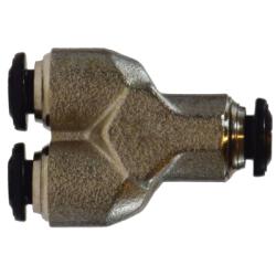20744N Union Wye, 3 mm Push - In x 3 mm Push - In x 3 mm Push - In, Brass, Nickel - Plated - GetHydraulics.com