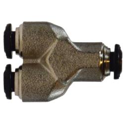 20745N Union Wye, 5 mm Push - In x 5 mm Push - In x 5 mm Push - In, Brass, Nickel - Plated - GetHydraulics.com