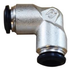 20808N 90 deg Union Elbow, 12 mm Push - In x 12 mm Push - In, Brass, Nickel - Plated - GetHydraulics.com