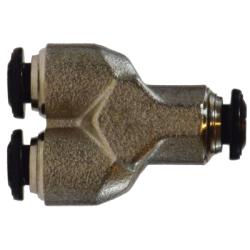 20813N Union Wye, 4 mm Push - In x 4 mm Push - In x 4 mm Push - In, Brass, Nickel - Plated - GetHydraulics.com