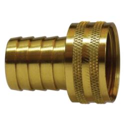 209GHS - 6E Short Shank Swivel Adapter with Knurled Nut, 3/8 in Hose Barbed x 3/4 in FGH, Brass - GetHydraulics.com