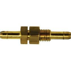 21082 Single Bulkhead Union, 1/4 - in Barbed x 1/4 - in Barbed, Brass - GetHydraulics.com