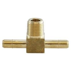 21197 Single Barb Branch Tee, 3/8 in Barbed x 3/8 in Barbed x 1/4 in MPT, Brass - GetHydraulics.com
