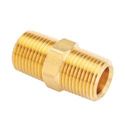 23325X1 SAE Pattern Hex Nipple, 1/16 in MPT x 1/16 in MPT, 0.97 in, Brass - GetHydraulics.com