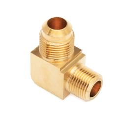 249X8X8 90 deg Barstock Elbow, 1/2 in SAE 45 deg Male Flared x 1/2 in MPT, Brass - GetHydraulics.com