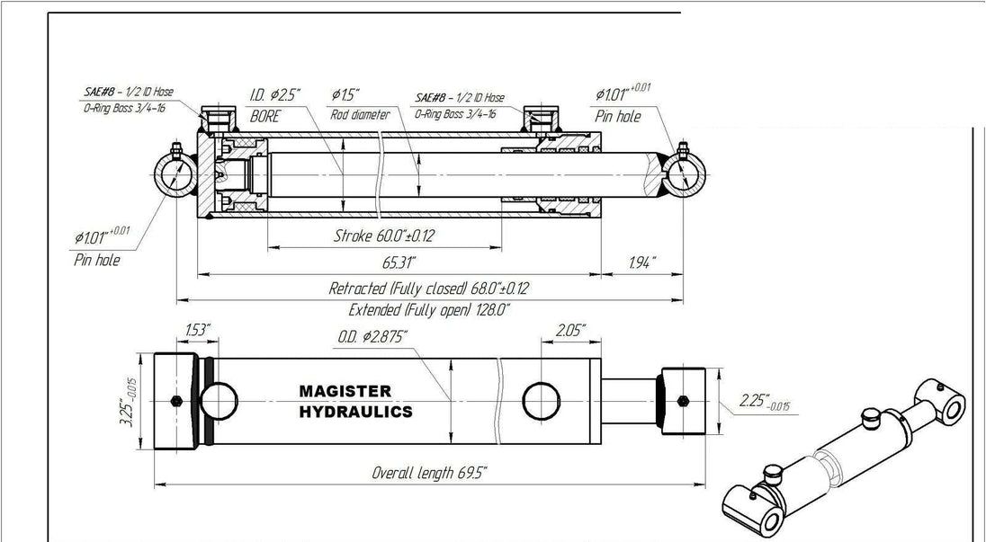 2.5" Bore Cross Tube Hydraulic Cylinders - GetHydraulics