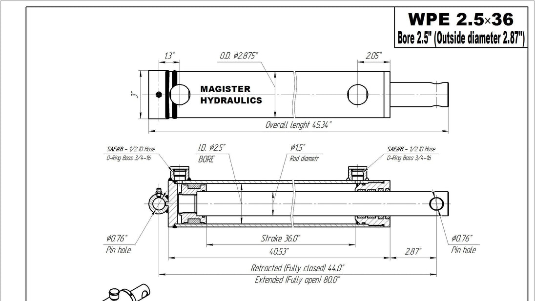 2.5" Bore Pin Eye Cylinders - GetHydraulics