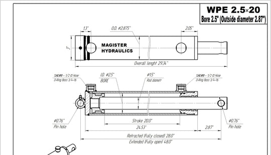 2.5" Bore Pin Eye Cylinders - GetHydraulics