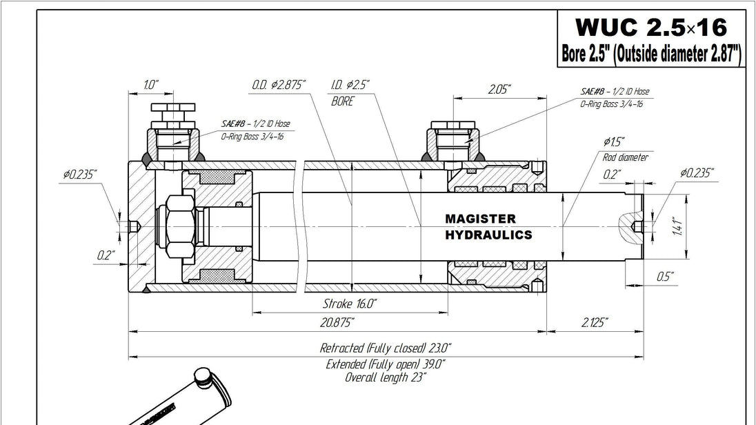 2.5" Bore Universal Hydraulic Cylinders - GetHydraulics