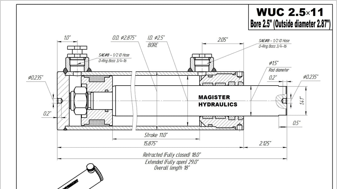 2.5" Bore Universal Hydraulic Cylinders - GetHydraulics
