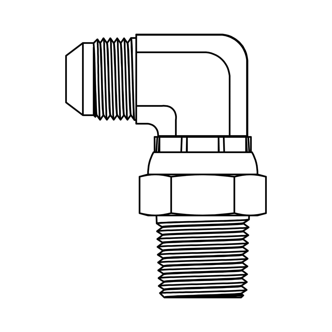 2501 - S - 06 - 04 JIC to Pipe Swivel Elbow 90 - GetHydraulics.com