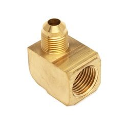 250X6X6 90 deg Barstock Elbow, 3/8 in SAE 45 deg Male Flared x 3/8 in FPT, Brass - GetHydraulics.com