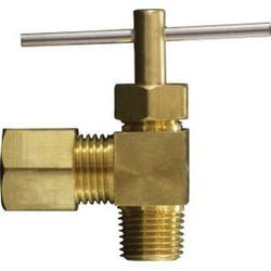 26011 Angle Needle Valve with 26003 Captive Sleeve Nut, 1/4 x 1/8 in Nominal, - 65 to 250 deg F - GetHydraulics.com