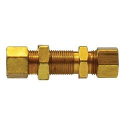 26090 Captive Sleeve Bulkhead Union with 26005 Captive Sleeve Nut, 3/8 in Compression x 3/8 in, Brass - GetHydraulics.com