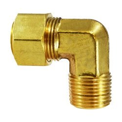 26223 Captive Sleeve Male 90 - deg Elbow, 1/4 - in Compression x 1/4 - in Male NPTF, Brass - GetHydraulics.com