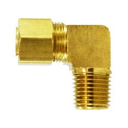 26225B Barstock Captive Sleeve Male 90 - deg Elbow, 1/4 - in Compression x 1/4 - in Male NPTF, Brass - GetHydraulics.com