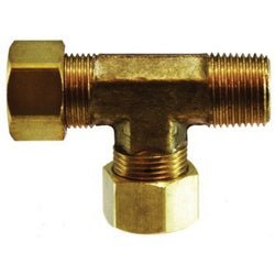26281 Tee with 26007 Captive Sleeve Nut, 1/2 in Compression x 1/2 in Compression x 3/8 in MIP, Brass - GetHydraulics.com