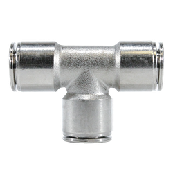 20612NIC Union Tee with Nickel Collet, 8mm Push-to-Connect x 8mm Push-to-Connect x 8mm Push-to-Connect, Brass, Nickel-Plated