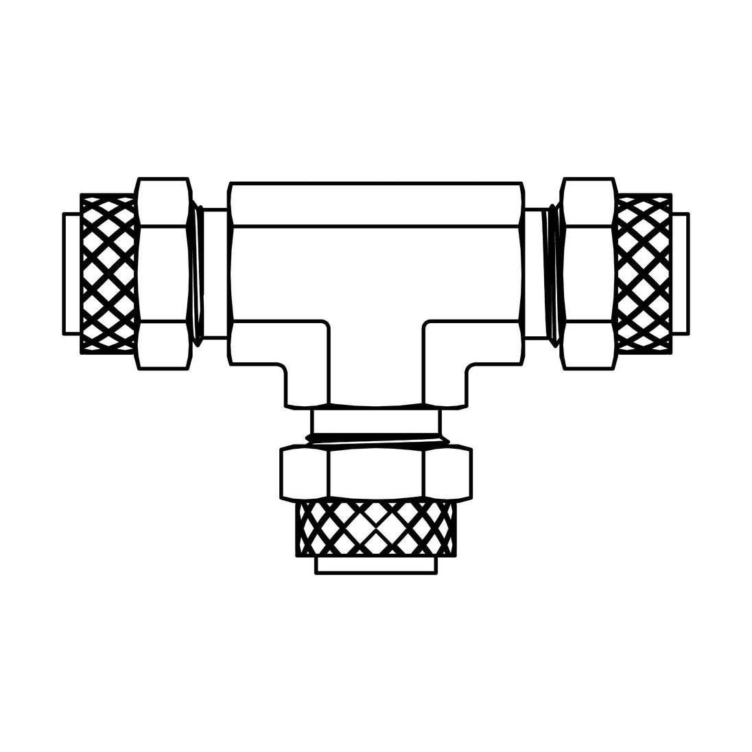 264P - 05 - 05 - 05 Tube Union Tee, Brass - GetHydraulics.com
