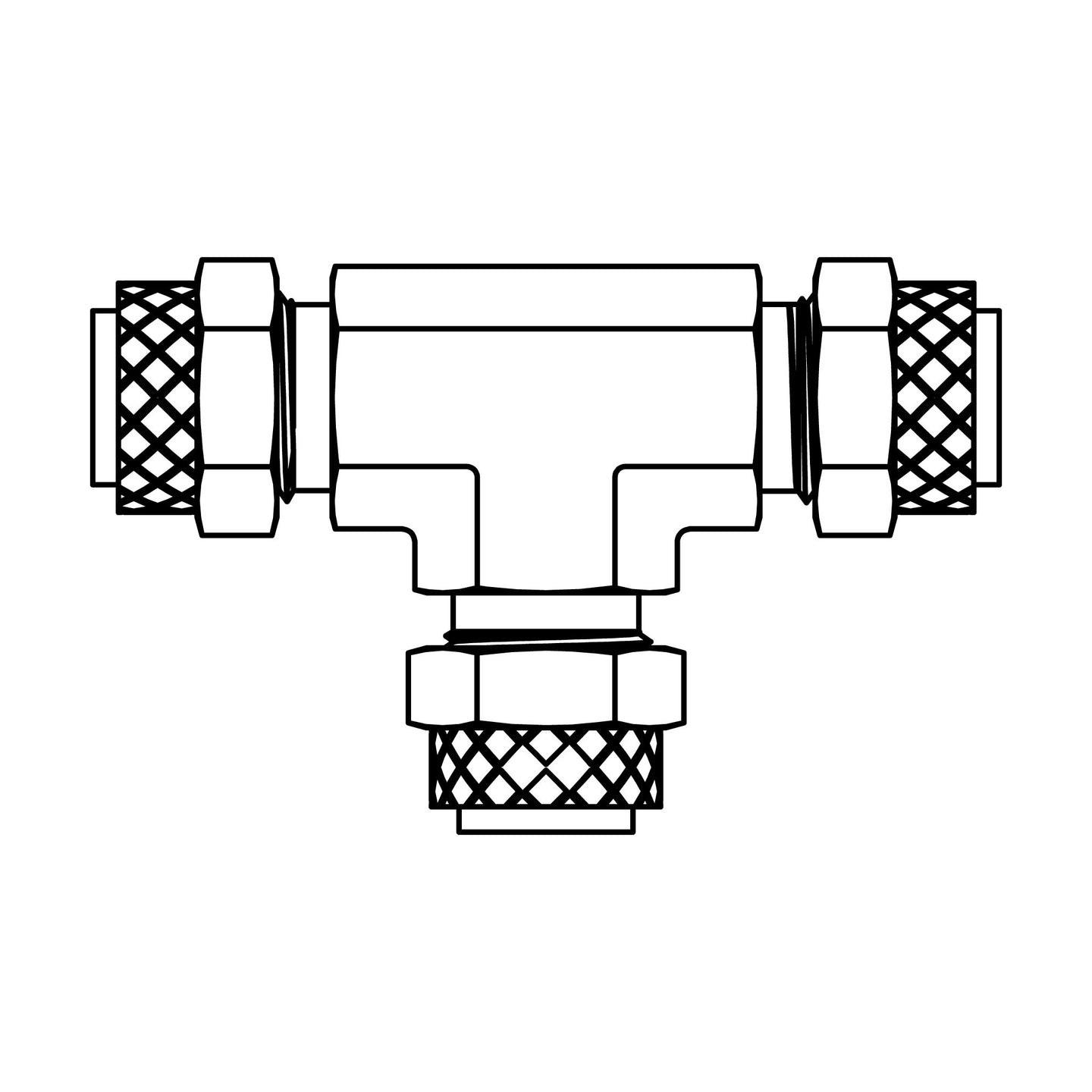 264P-06-06-06 Tube Union Tee, Brass