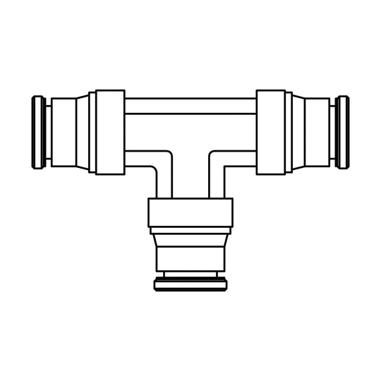 264PP - 02 - 02 - 02 Tube Union Tee, Brass - GetHydraulics.com