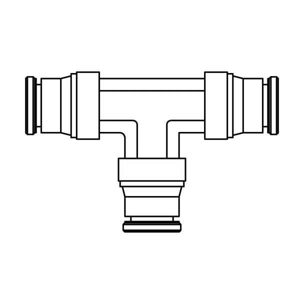264PP - 04 - 04 - 04 Tube Union Tee, Brass - GetHydraulics