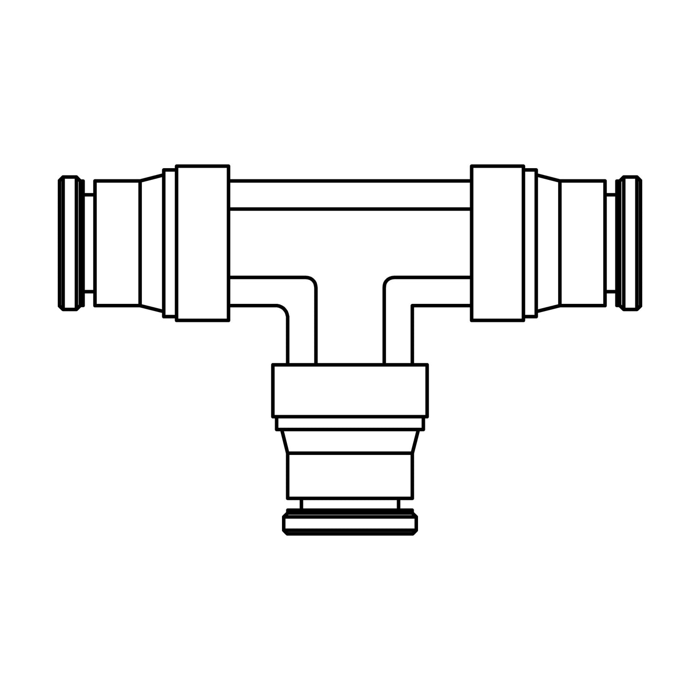 264PP-06-06-06 Tube Union Tee, Brass