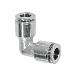 265PPNIC - 10MM 90 - deg Union Elbow with Nickel Collet, 10mm Push - to - Connect x 10mm Push - to - Connect, Brass, Nickel - Plated - GetHydraulics.com