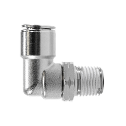 20538NIC 90-deg Swivel Elbow with Nickel Collet, 5/16-in Push-to-Connect x 1/4-in Male NPTF, Brass, Nickel-Plated