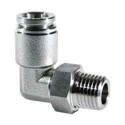 269PPS - SS - 6D 90 - deg Swivel Elbow, 3/8 - in Push - to - Connect x 1/2 - in Male NPT, Stainless Steel - GetHydraulics.com