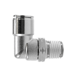 269PPSNIC - 5A 90 - deg Swivel Elbow with Nickel Collet, 5/16 - in Push - to - Connect x 1/8 - in Male NPTF, Brass, Nickel - Plated - GetHydraulics.com