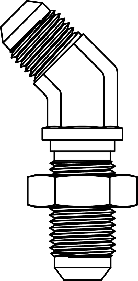 2702 - LN - 06 - 06 JIC Bulkhead Union Elbow 45 with Locknut - GetHydraulics.com