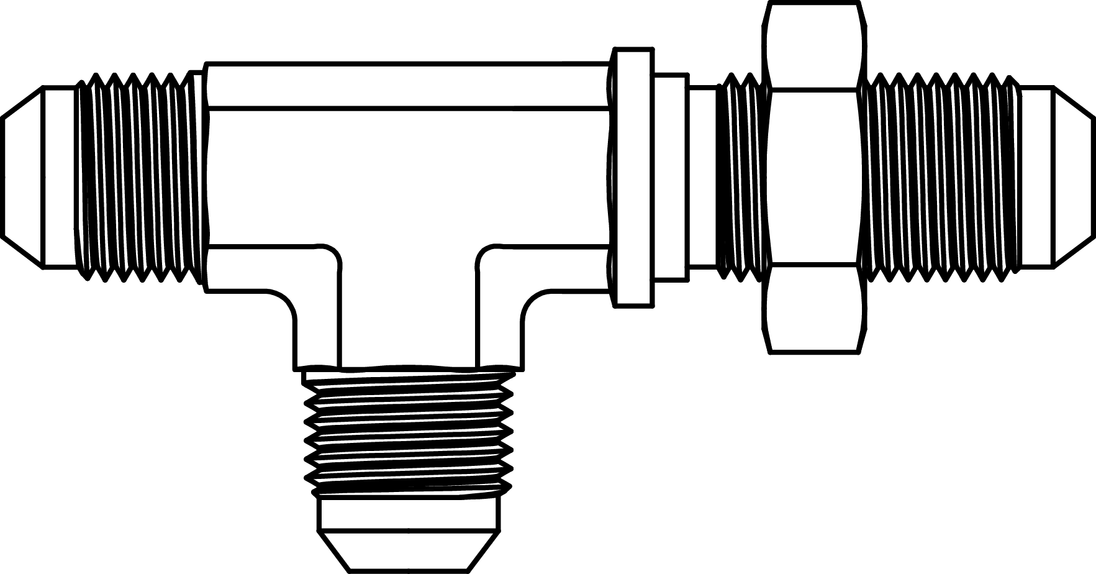 2704 - LN - 20 - 20 - 20 JIC Bulkhead Union Run Tee with Locknut - GetHydraulics.com