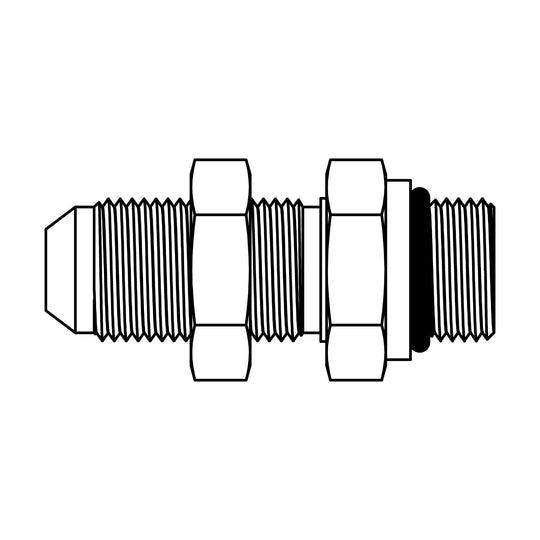 2709 - LN - 04 - 04 JIC to O-Ring Bulkhead with Locknut - GetHydraulics.com