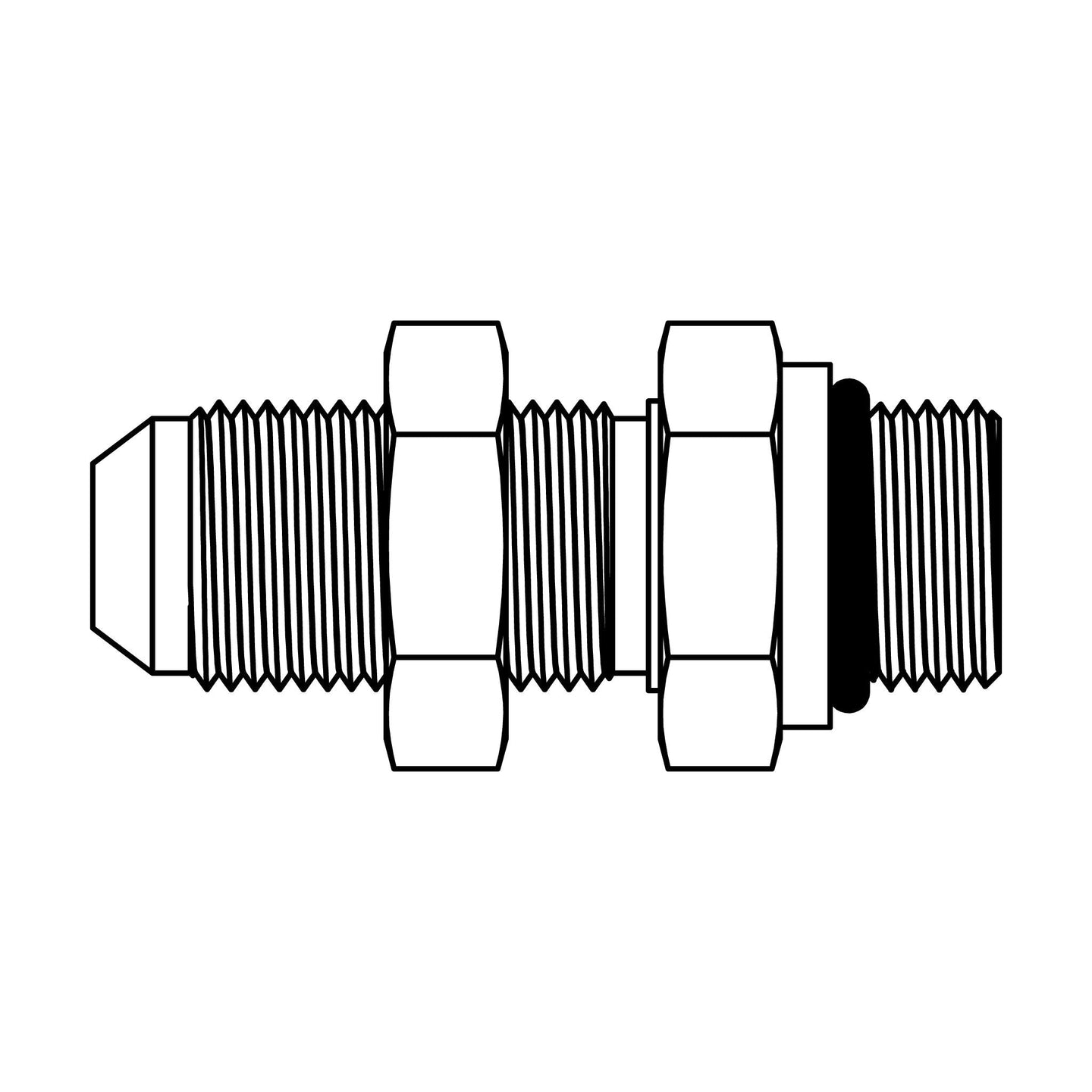 2709 - LN - 08 - 08 JIC to O-Ring Bulkhead with Locknut - GetHydraulics.com