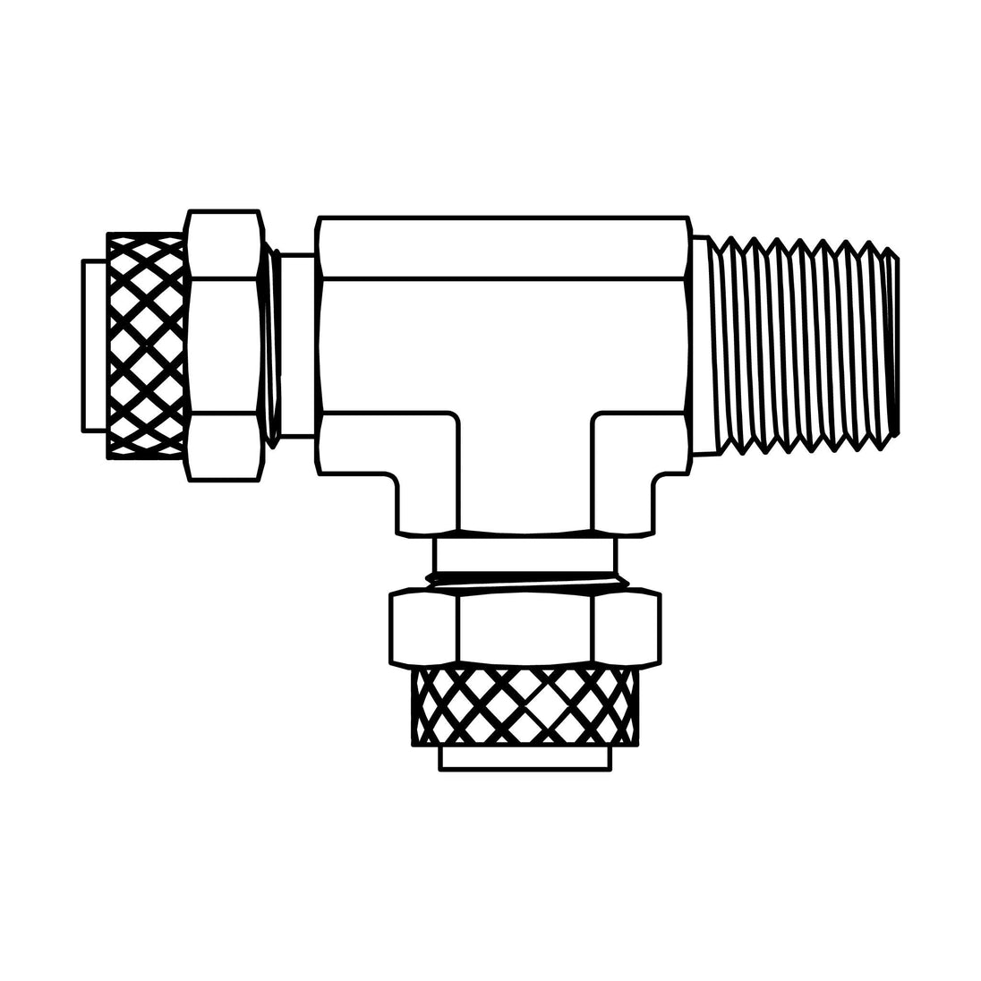 271P - 06 - 04 - 06 Tube to Pipe Run Tee, Brass - GetHydraulics