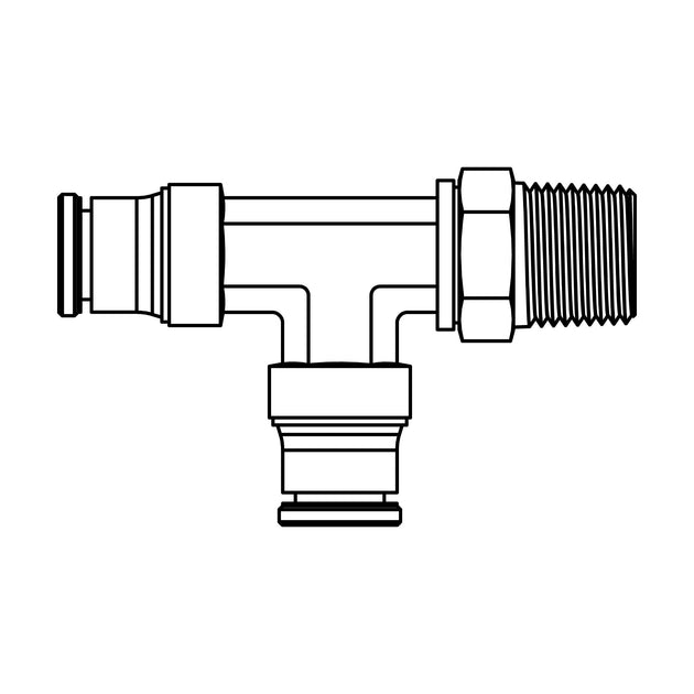 271PP - 04 - 04 - 04 Tube to Pipe Swivel Run Tee, Brass - GetHydraulics.com