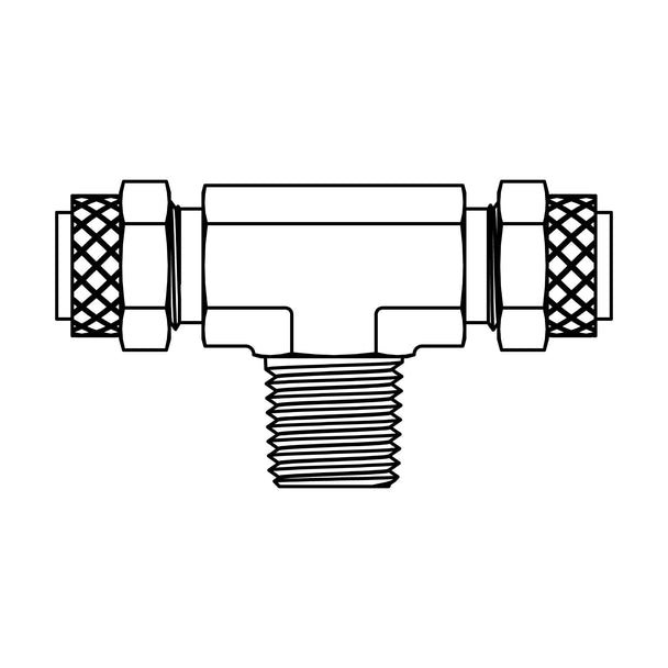 272P - 06 - 06 - 02 Tube to Pipe Branch Tee, Brass - GetHydraulics