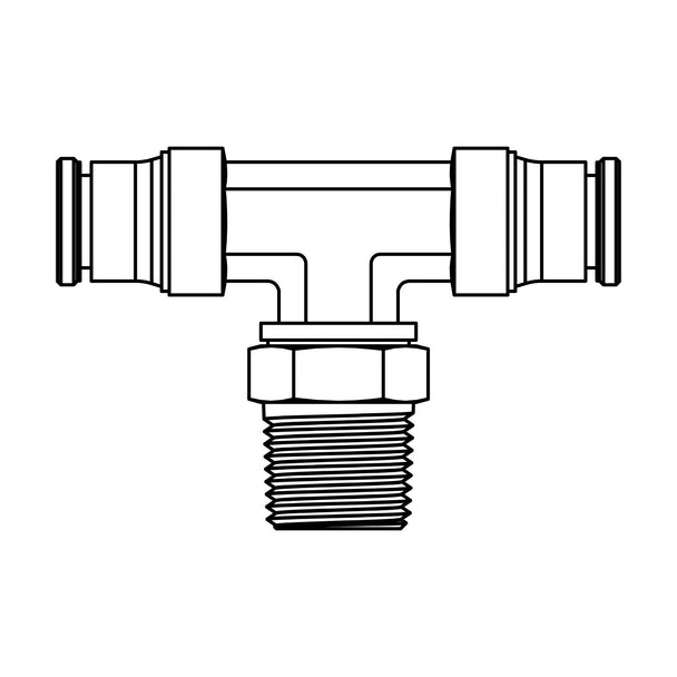 272PP-02.5-02.5-02 Tube to Pipe Swivel Branch Tee, Brass