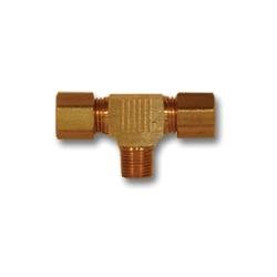272X6 Barstock Branch Tee, 3/8 in Compression x 3/8 in Compression x 1/4 in MPT, Brass - GetHydraulics.com