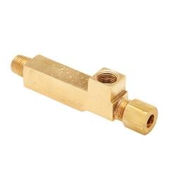 276X4 Barstock Adapter Tee, 1/8 in MPT x 1/8 in FPT x 1/4 in Compression, Brass - GetHydraulics.com