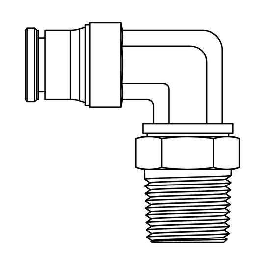 279PP-08-08 Tube to Pipe Swivel Elbow 90°, Brass