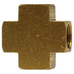 28043 Pipe Cross, 3/8 - in FNPTF x 3/8 - in FNPTF x 3/8 - in FNPTF x 3/8 - in FNPTF, Brass - GetHydraulics.com