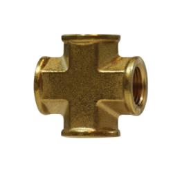 28049 Pipe Cross, 1/8 - in FNPTF x 1/8 - in FNPTF x 1/8 - in FNPTF x 1/8 - in FNPTF, Brass - GetHydraulics.com