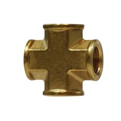 28050 Pipe Cross, 1/4 - in FNPTF x 1/4 - in FNPTF x 1/4 - in FNPTF x 1/4 - in FNPTF, Brass - GetHydraulics.com
