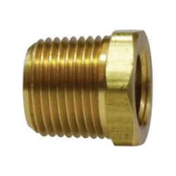 28102LCVS Light Pattern Hex Bushing, 1/4 in MIP x 1/8 in FIP, 0.62 in, Brass - GetHydraulics.com